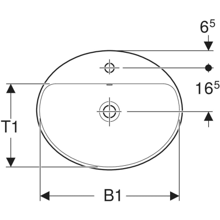 Lavoar Ã®ncorporat Geberit VariForm, oval, cu banc cu orificii de robinet: B=60cm, T=48cm, Preaplin=Vizibil, glazurat / alb